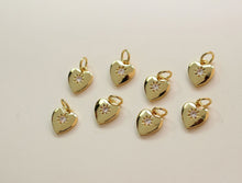 Load image into Gallery viewer, Heart Charms, Crystal Cubic Pave Heart Pendant , 14K Gold Plated, Love Charms, Bracelet Necklace Making Pendants, Jewelry Findings GZ422