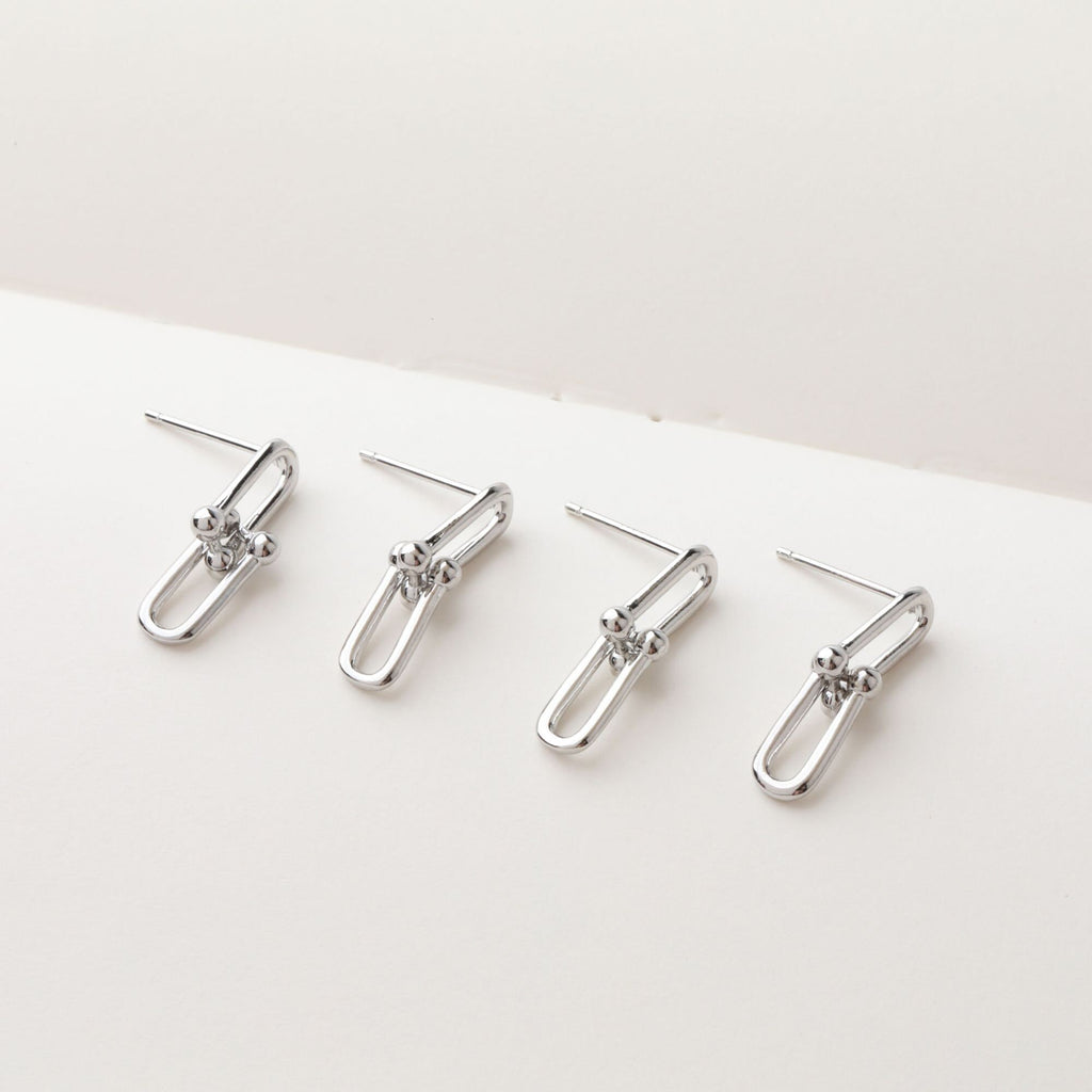 Gold Link Chain Earring Post, Chain Stud Earring Nickel Free, 14K Gold/Silver, S925 Silver Ear Pin, Hypoallergenic Earring Findings BB095