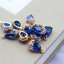 Load image into Gallery viewer, 10pcs- Crystal Tiny Teardrop Charms, 10 Colors You Choose, 14K Gold Plated Teardrop Pendant, 8*12mm, Jewelry Findings JY084-F112