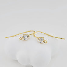 Load image into Gallery viewer, 4pcs-18K Gold Plated Ear Wires, Cubic Pave Earring Hooks, Nickel Free, Fish Hooks, Ear Wires for Jewelry Making S20615