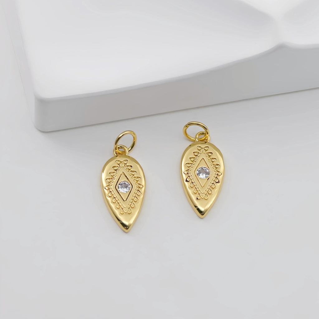 Dije de lágrima, dije de pavé cúbico transparente, colgante de lágrima, fabricación de pulseras y collares, accesorios de joyería chapados en oro S20630