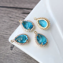 تحميل الصورة إلى عارض المعرض، 10 قطع - دلايات كريستال صغيرة على شكل دمعة، مطلية بالذهب/الفضة عيار 14 قيراطًا، مقاس 15×20 مم، قطع مجوهرات HL076-F120