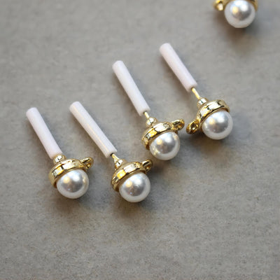 Small Pearl Earring Post, 18K Real Gold Plated Brass Stud Earring With Loop, Nickel Free, Earring Finding GE135