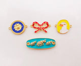 Enamel Connectors, Duck/Bow/Flower/Elephant Connector, 18K Gold Plated CZ Pave, Bracelet Making Charms, Jewelry Findings S1012