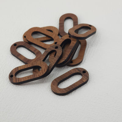 2PCS Ellipse Geometric Shape Wood Charms, Wooden Pendant, Reclaimed Walnut Wood, Geometric Statement Wood Earrings Diy Ideas JT954