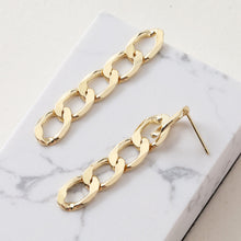 Load image into Gallery viewer, Gold Link Chain Earring Post, Curb Chain Stud Earring Nickel Free, S925 Silver Ear Pin, Hypoallergenic Earring Findings G0021