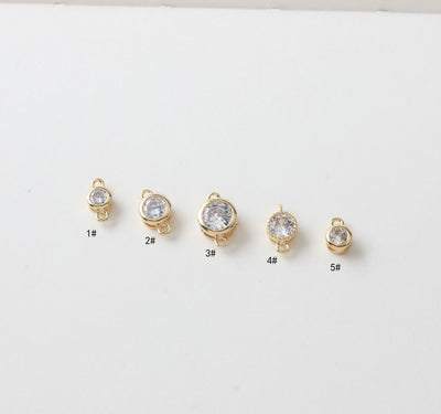 Tiny Round Connectors with CZ Pave, 14K Gold Plated Earring Making Findings, Jewelry Findings GZ164