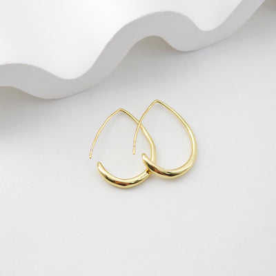 Fish Hooks, 18K Gold Plated Ear Wires, Drop Shaped Gold Earring Earring Hooks, Ear Wires for Jewelry Making D0216