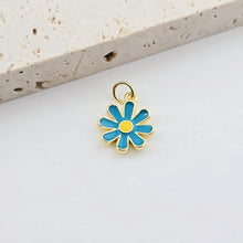 Load image into Gallery viewer, Petite Enamel Flower Charms, 18K Gold Plated Pendant,  Necklace Earring Charms, Jewelry Making Findings S1267