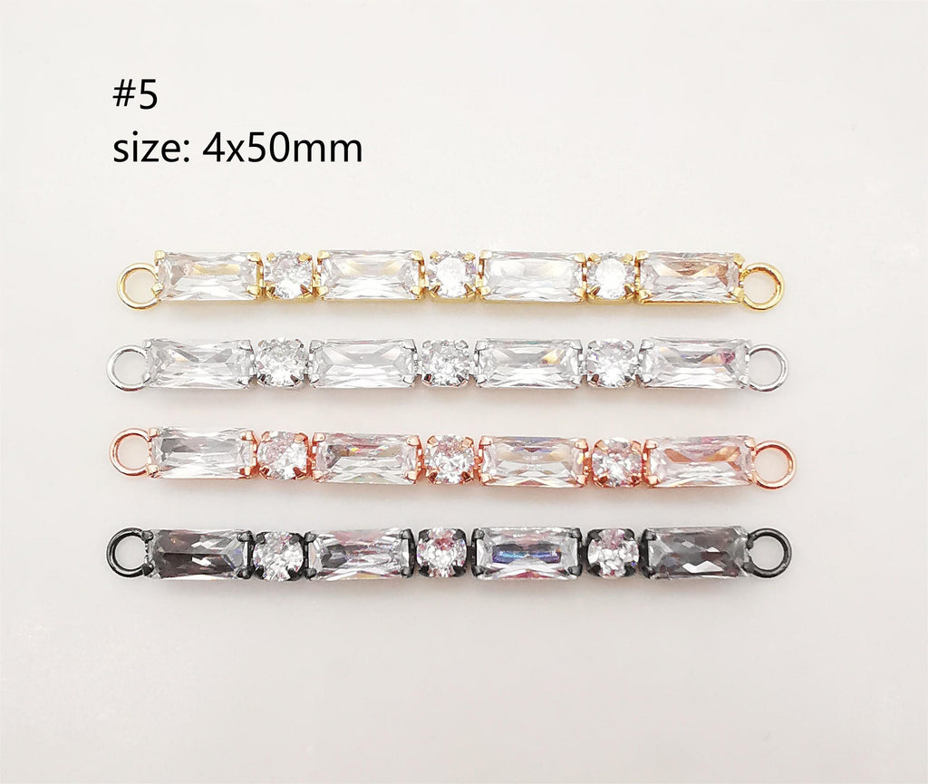 Cubic Tennis Connector, 18K Gold Plated CZ Pave Tennis Pendant, 50mm in length, Bracelet Making Charm, Jewelry Findings S1085