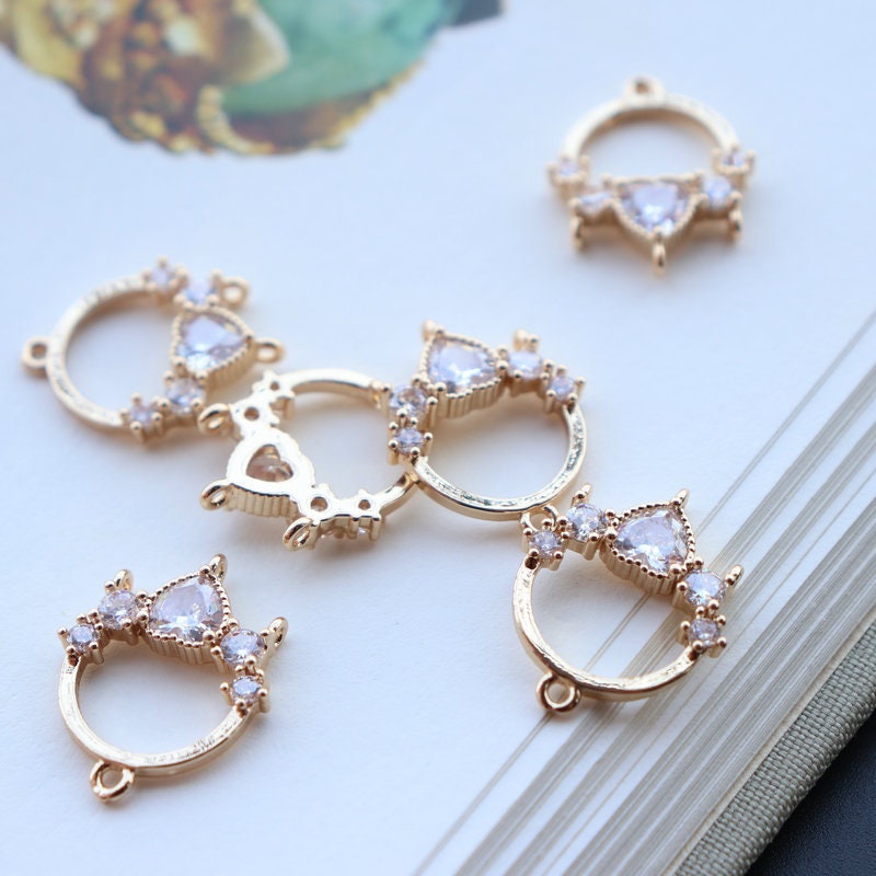 10pcs CZ Pave Round Charm, Cubic Zircon Crystal Pendant, Bracelet Necklace Pendant, 14K Real Gold Plated, Jewelry Findings JY071-F114