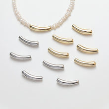 Load image into Gallery viewer, 10pcs Bamboo Tube Beads, Curved Spacer Beads, Curved Tube Beads, 14K Gold/Silver Plated, Bracelet Necklace Making Jewelry Finding GZ216