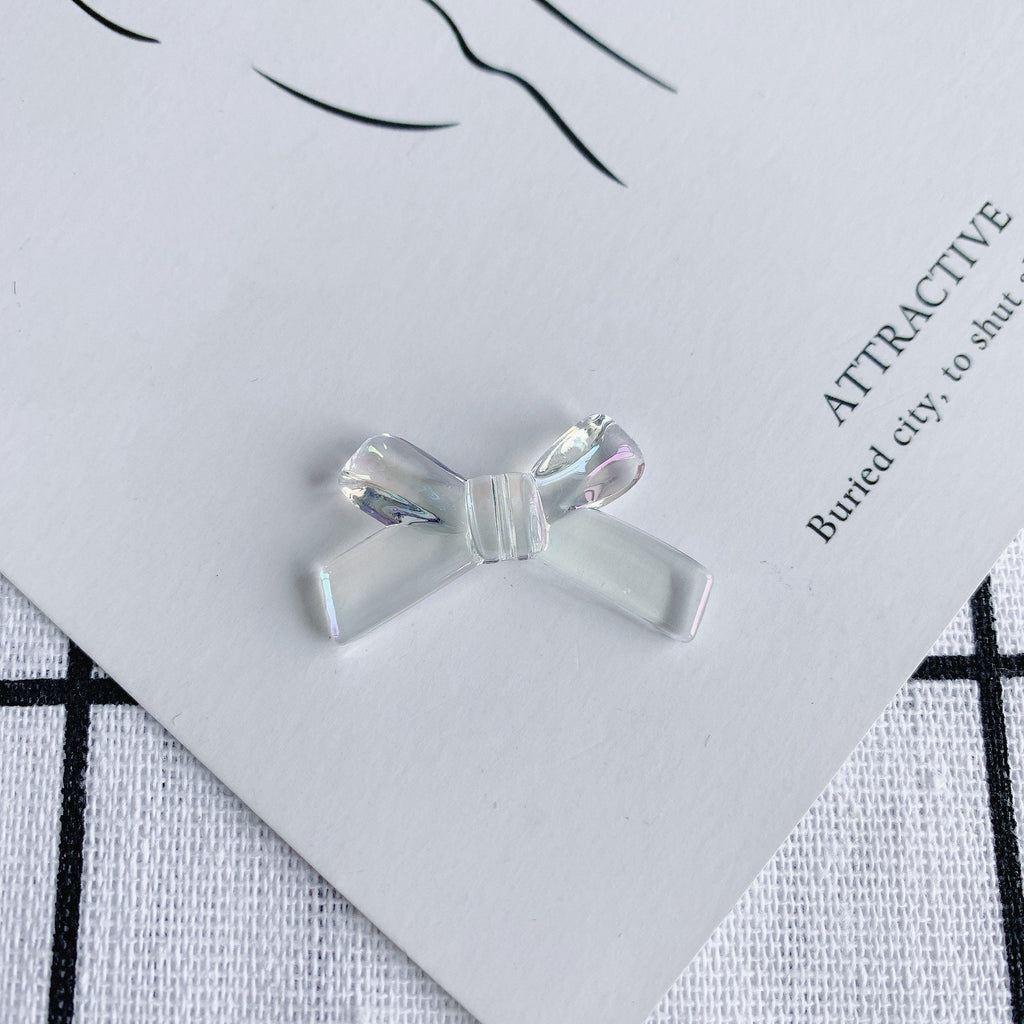 10pcs Aurora Acrylic Bow Pendant, Bow Beads, 34mm, Acrylic Dangle Charm for Jewelry Making, DIY Beads Finding MY125