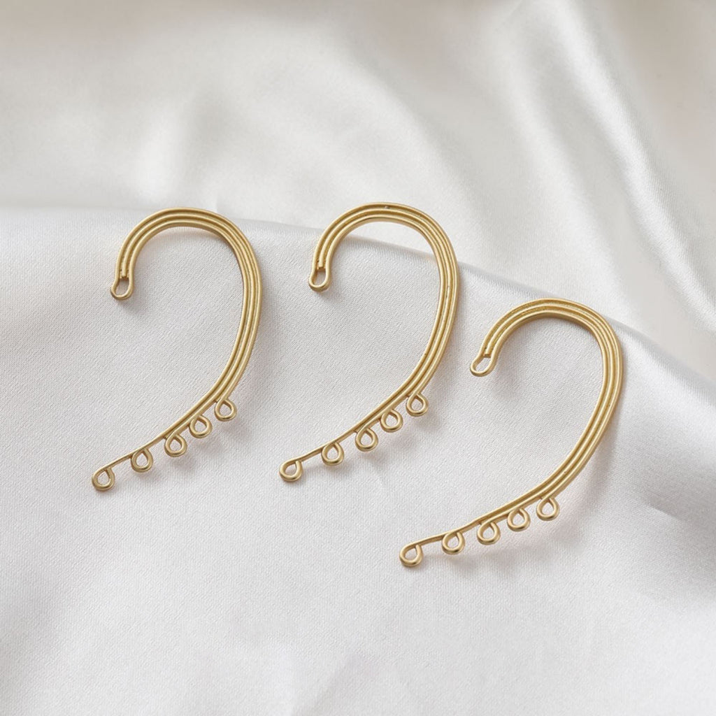 Ear Clips No Piercing For Women, with 5 loops, 14K Gold/Silver, Ear Cuff Clip, Pierceless, Ear Wrap Findings BB125