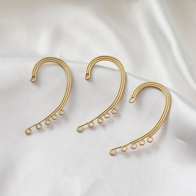 Ear Clips No Piercing For Women, with 5 loops, 14K Gold/Silver, Ear Cuff Clip, Pierceless, Ear Wrap Findings BB125
