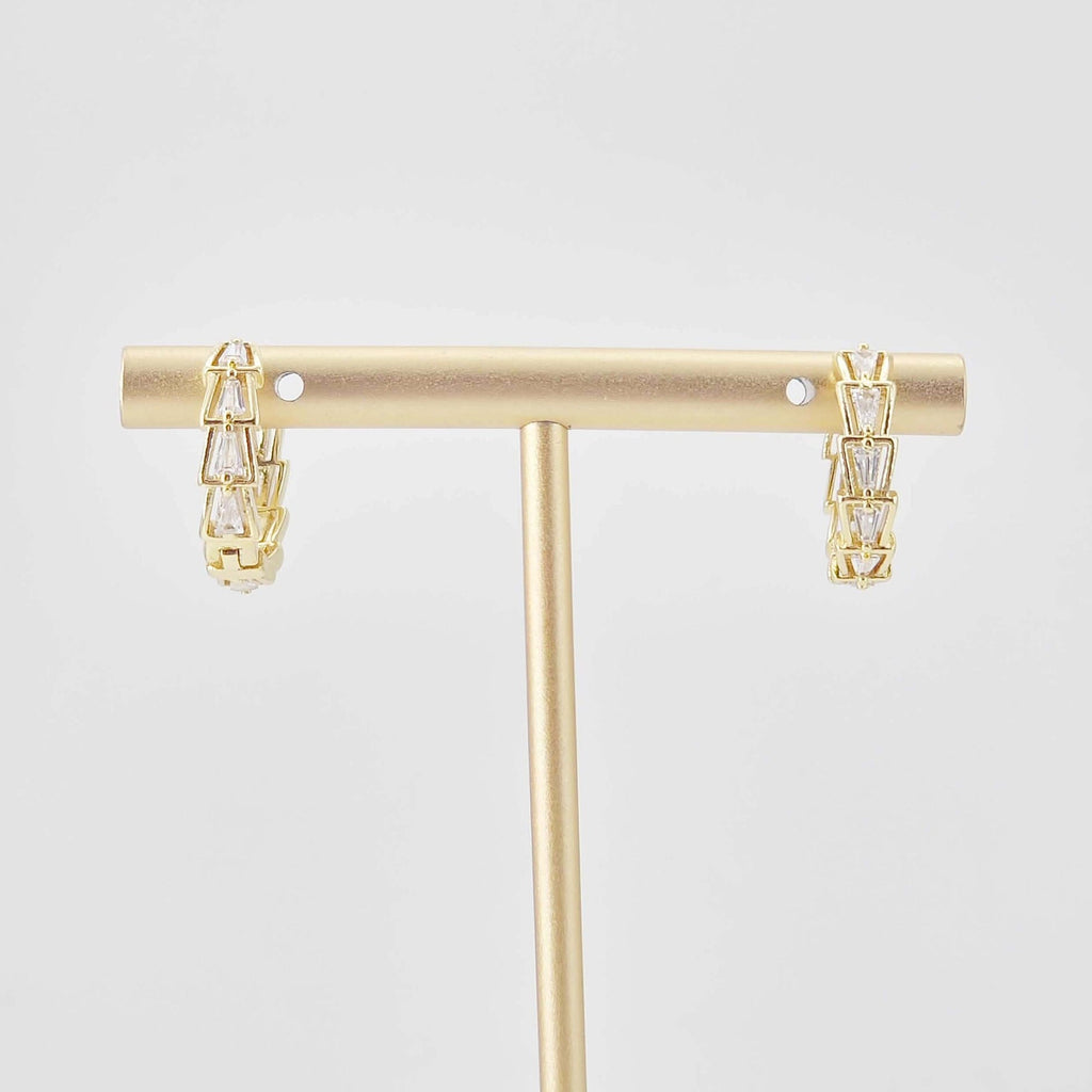 Cubic Pave Ear Hoops, 18.6mm 18K Gold Plated Leverback Earrings, Huggie Hoops Earring Finding with Loops S20657