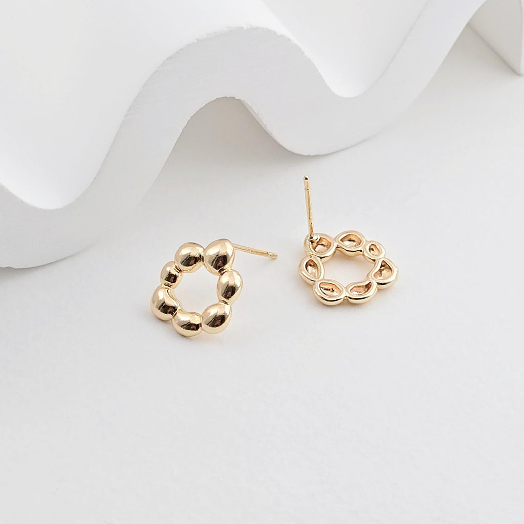 قرط متدلي على شكل دائرة غير منتظمة، ذهب/فضة عيار 14 قيراط، أقراط فضة S925 خالية من النيكل، قرط دائري مع حلقة ZX269