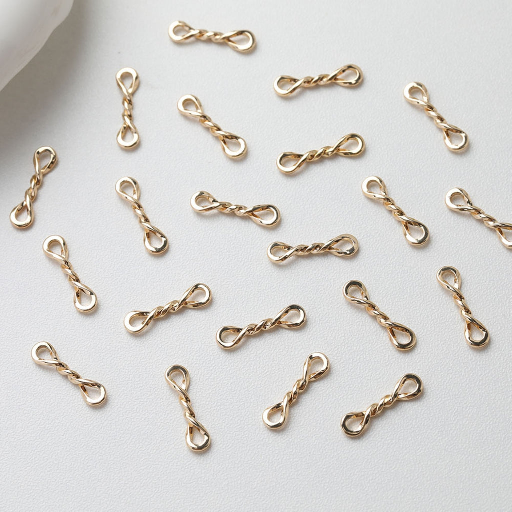 10PCS Gold Figure 8 Connectors, Twist Connector, 18K Gold Plated Link Connectors, Infinity Connector Jewelry Findings GE109