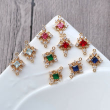 Load image into Gallery viewer, 10pcs Charm with two loops, Boho Pendant, Cubic Pave Pendant,  Necklace Making, Gold Plated Jewelry Findings HL121-F006