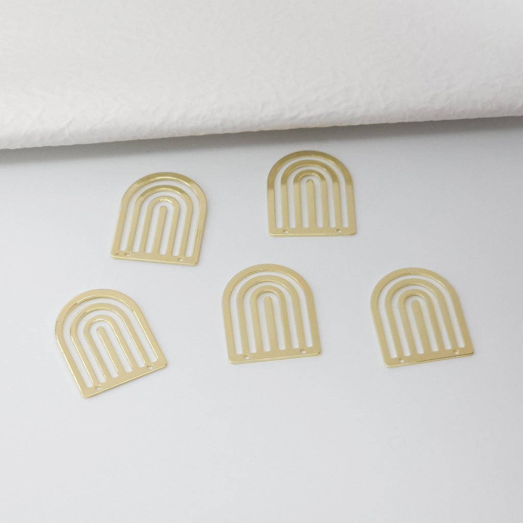 Arch Connector with holes, 14K Gold Plated Brass Earring Making Findings, 25mm Jewelry Findings STT041-D0019