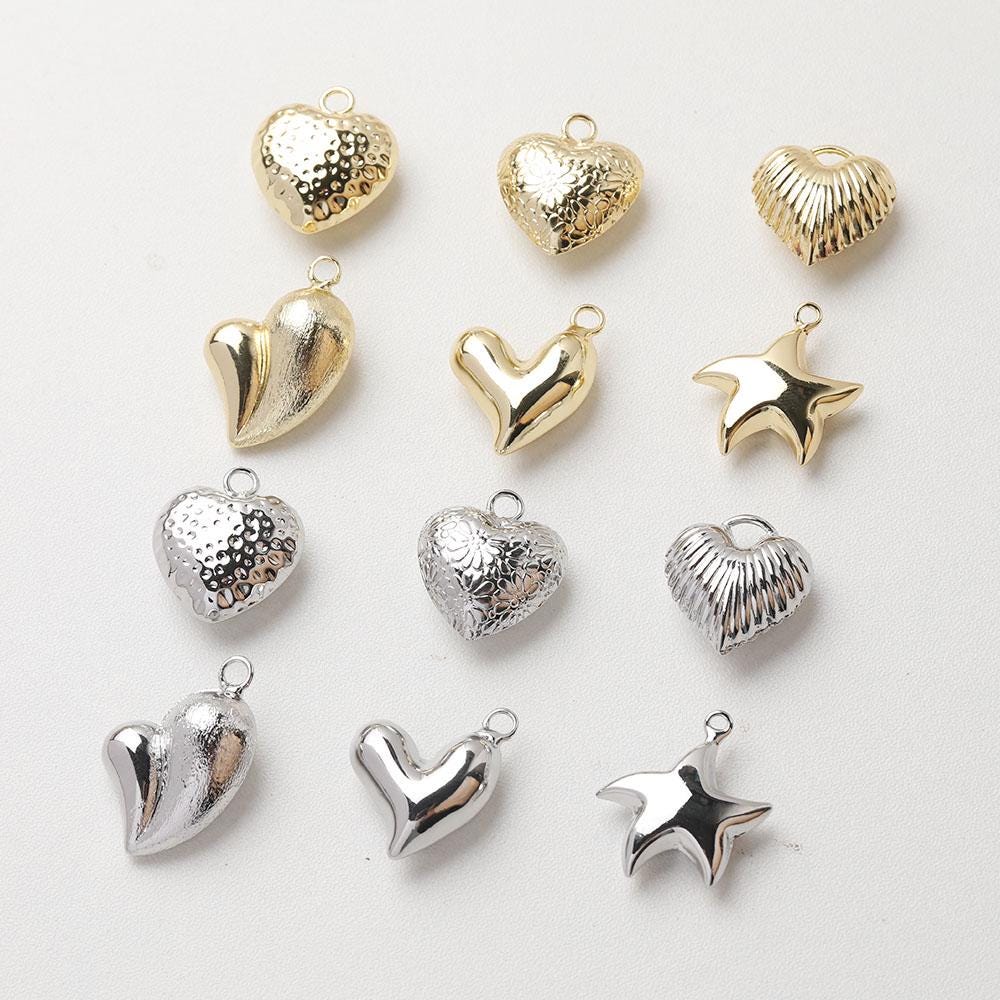 3D Heart Charms, StarFish Charm,  14K Gold Plated CZ Pave Love Pendant, Necklace Making Pendants, Jewelry Findings GZ630