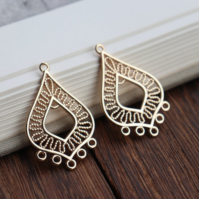 10pcs Boho Connector Pendant, Openwork Charm, 14K Gold Plated CZ Pave, Necklace Making Charm, Jewelry Findings JY068-F271