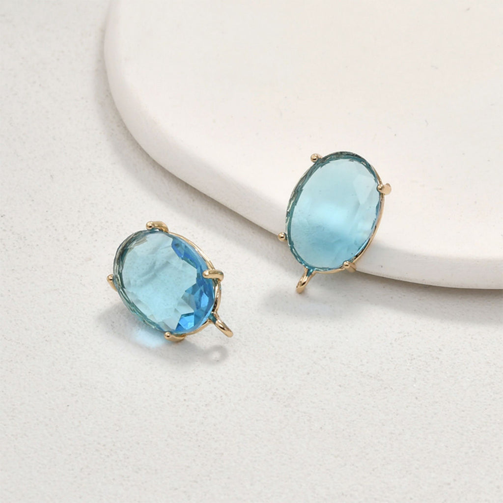 Poste para aretes ovalado con aro, aretes de plata S925 sin níquel, aretes con gemas de cristal, accesorios hipoalergénicos LL149