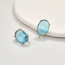 Cargar imagen en el visor de la galería, Poste para aretes ovalado con aro, aretes de plata S925 sin níquel, aretes con gemas de cristal, accesorios hipoalergénicos LL149