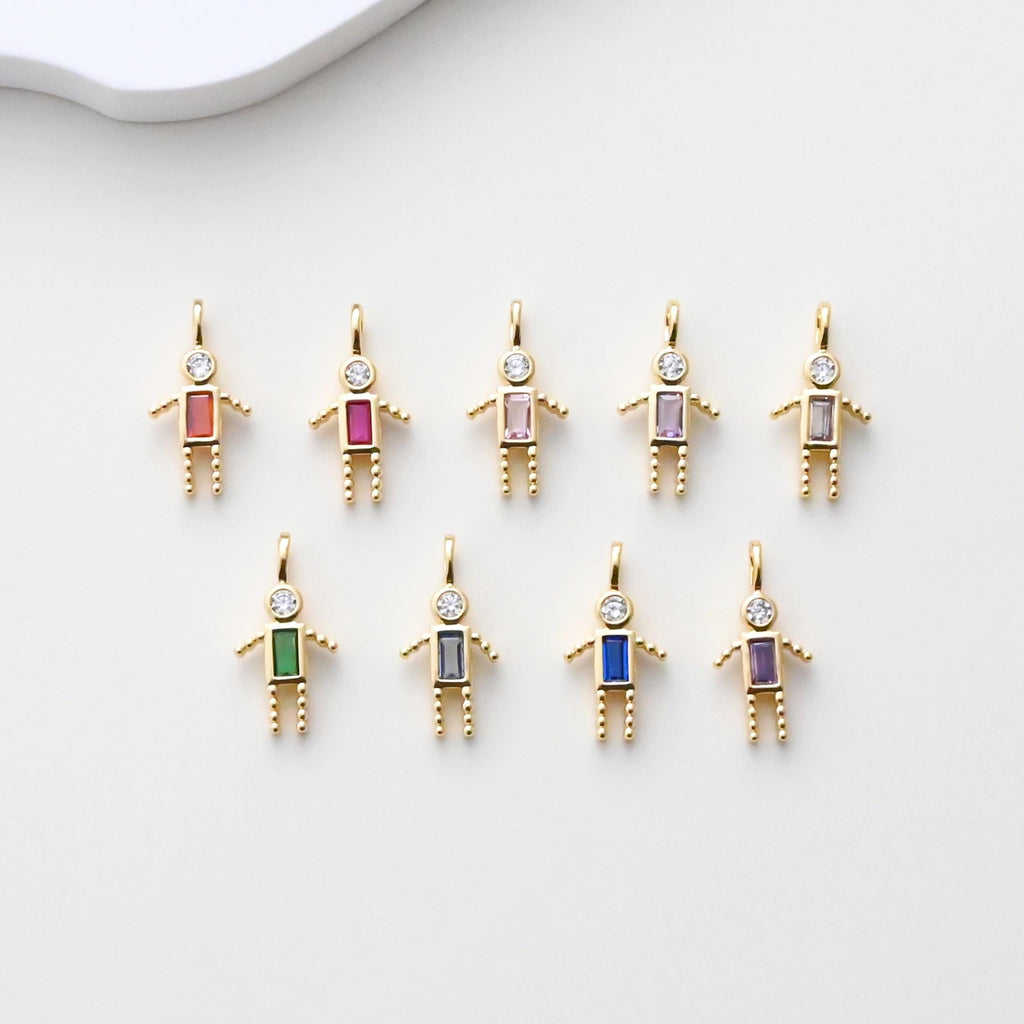 Colgante de niño, dije de piedra de nacimiento, circonita pavé, dije para mamá e hijo, chapado en oro de 18 quilates, para hacer pulseras y collares, accesorios de joyería S1397