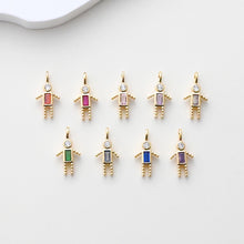 Cargar imagen en el visor de la galería, Colgante de niño, dije de piedra de nacimiento, circonita pavé, dije para mamá e hijo, chapado en oro de 18 quilates, para hacer pulseras y collares, accesorios de joyería S1397