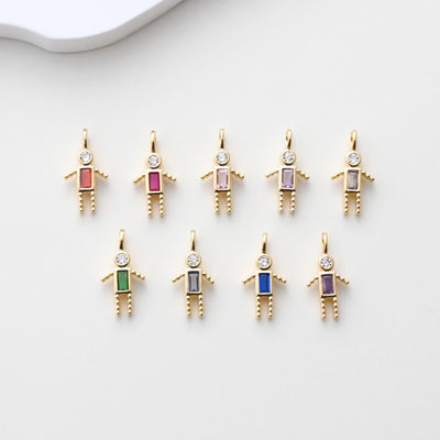 Colgante de niño, dije de piedra de nacimiento, circonita pavé, dije para mamá e hijo, chapado en oro de 18 quilates, para hacer pulseras y collares, accesorios de joyería S1397