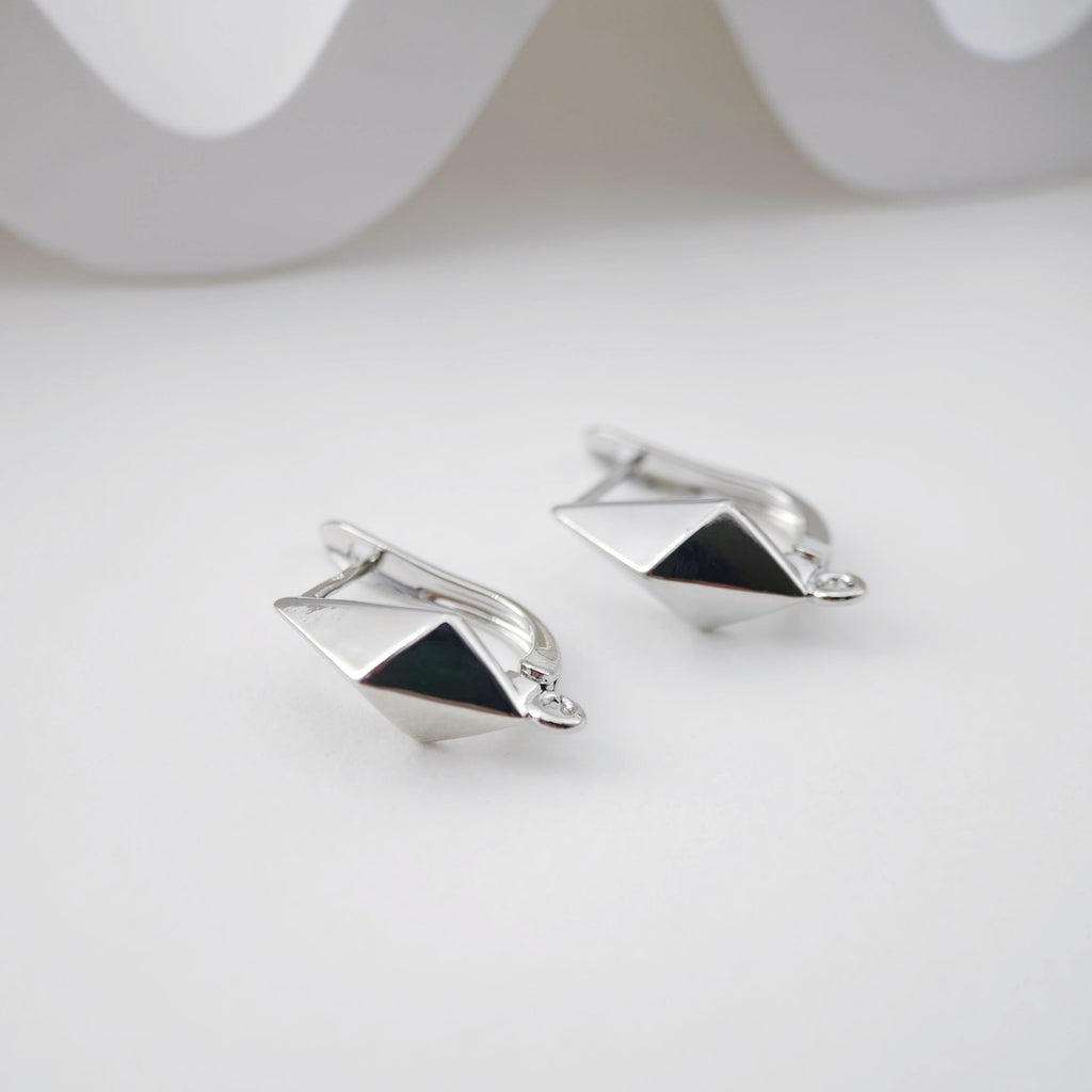 Rhombus English lock with loop, Gold/Rhodium Plated Earring hoop, Hypoallergenic & Nickel-Free，DIY Handmade Earring Findings Supplies D0089