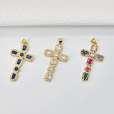 Cross Charms, CZ Pave Cross Pendant, Multiple Cross Styles, 18K Gold Plated Brass, Necklace Making Charms, Jewelry Findings S20702