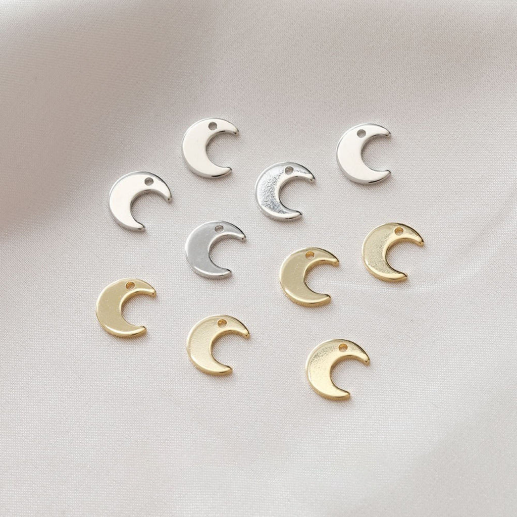10 قطع من حُلي القمر الصغيرة، 9 مم، مطلية بالذهب عيار 14 قيراطًا، حُلي الهلال، قلادة القمر، حُلي القلائد، قطع المجوهرات GZ170