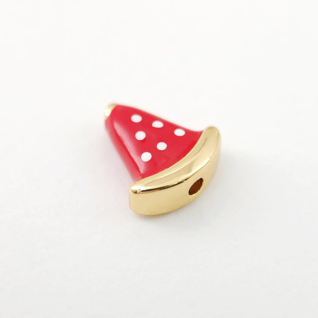 Enamel Watermelon Beads, Fruit Spacer Beads, Large Hole Gold Plated Beads, 18K Gold Plated,  Bracelet Necklace Making Jewelry Finding S1107