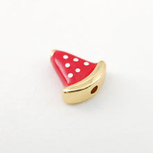 Load image into Gallery viewer, Enamel Watermelon Beads, Fruit Spacer Beads, Large Hole Gold Plated Beads, 18K Gold Plated,  Bracelet Necklace Making Jewelry Finding S1107