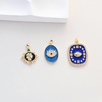 سحر عين الشر، مطلية بالذهب عيار 18 قيراطًا، سحر عين من المينا، مرصعة بأحجار الزركونيا المكعبة، قلادة عين الشر، سحر صنع القلائد، نتائج المجوهرات S1336