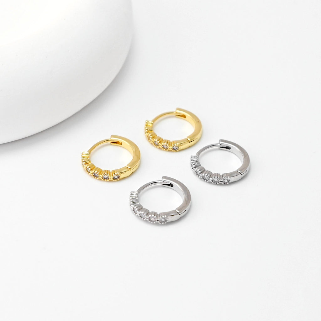 Cubic Zircon Earring Hoop, Gold Plated Huggie Hoop Earring, Leverback Earring, DIY Earring  Findings,Handmade Earring Supplies D0518-D0516