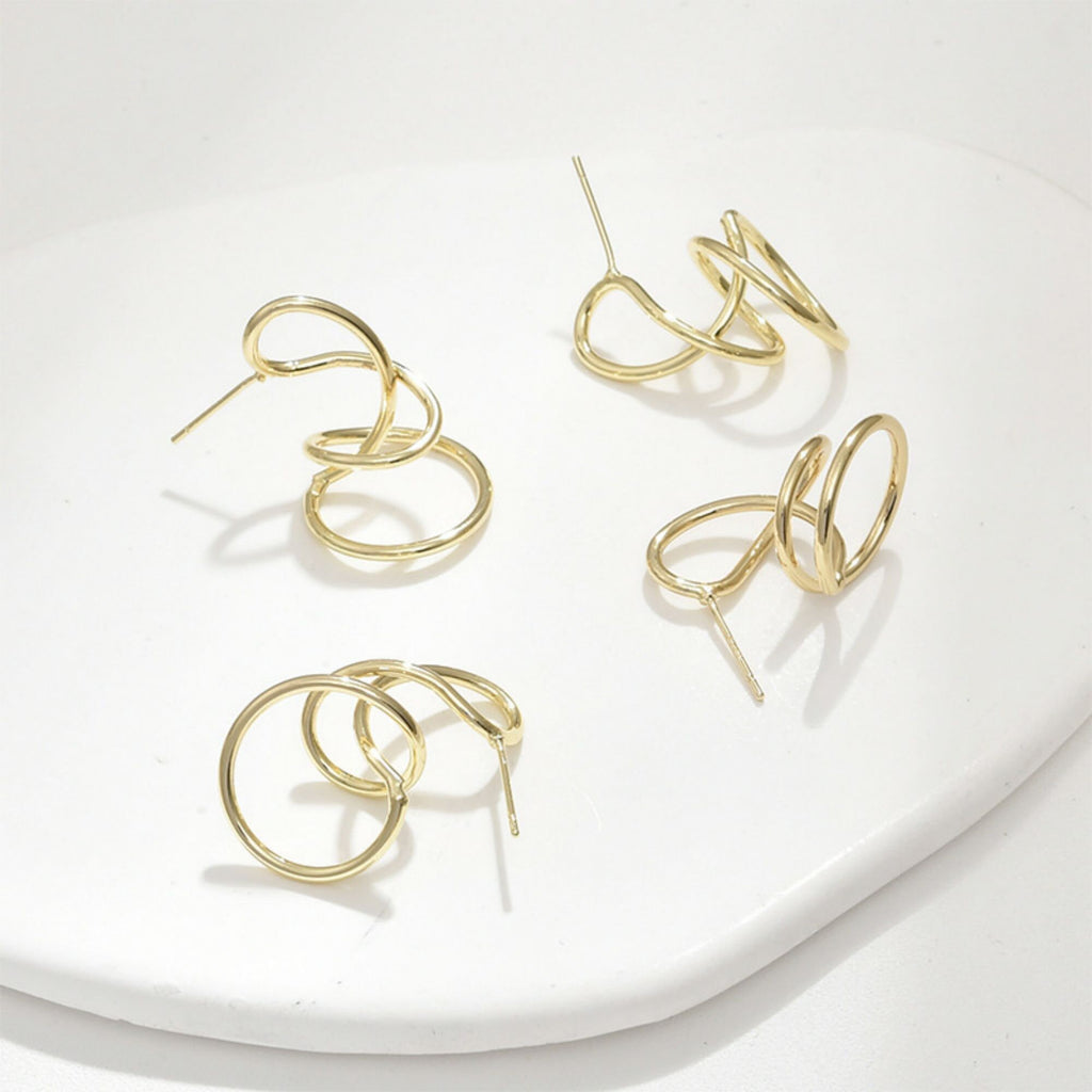 Wave Earring Post with Loop, 14K Gold/Silver, S925 Silver Pin Nickel Free Earrings, Wave Ear Stud with Loop LL189