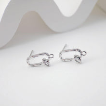 Load image into Gallery viewer, 18K Gold Oval Post With Loop, CZ Pave, S925 Silver Pin, 14.5*8mm, Stud Earring Nickel Free, Hypoallergenic Earring Findings D0232