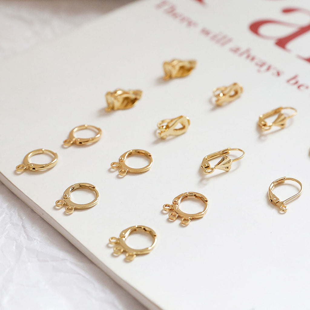 10 Pcs Hoop Earring Findings, with loop, Clip on, 18K Gold Plated, DIY Earring Finding BY008-ZX7024