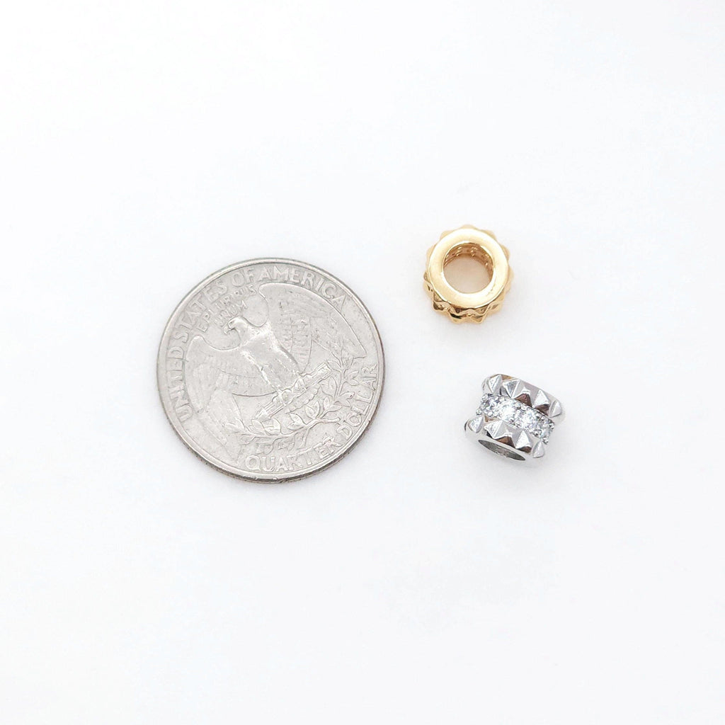 Cylindrical Spacer Beads Pave Cubic , 18K Gold/Silver Plated Beads Pendant for Jewelry Making, 7x9mm, Jewelry Finding S20458