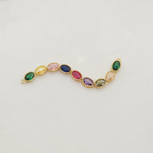 Load image into Gallery viewer, Rainbow Cubic Tennis Connector, 18K Gold Plated CZ Pave Tennis Pendant, 70mm in length, Bracelet Making Charm, Jewelry Findings S20342