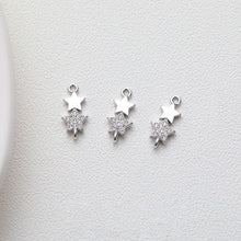 Load image into Gallery viewer, Double Star Connectors, 17*8mm, Crystal Cubic Star Pendant, Gold Star Charm, 14K Gold Plated, Necklace charms, Jewelry Findings GZ137