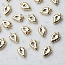 Load image into Gallery viewer, Gold Heart Pendant, Carved Heart, Tiny Heart Charm for Necklace Making, Jewelry Findings GT048