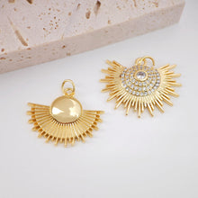 Cargar imagen en el visor de la galería, Dije de sol, colgante de sol, chapado en oro de 18 quilates con micro pavé de circonitas cúbicas, 25 mm, para hacer collares, accesorios de joyería S20714