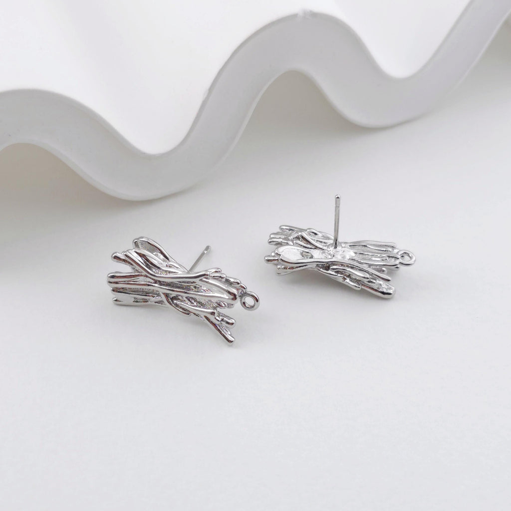 Gold Leaf Earring Post With Loop, Nickel Free Earrings, Ear Stud Loop, Hypoallergenic Earring Findings ZX314