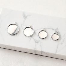 Cargar imagen en el visor de la galería, 10 conectores de cabujón dorado con bandeja, chapados en oro de 14 quilates y plata, con engastes de colgante en blanco de 8 mm, 10 mm, 12 mm y 14 mm, JH002