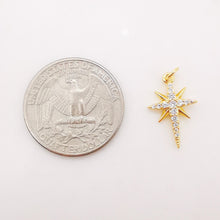 Load image into Gallery viewer, North Star Charms,  Crystal Cubic Pave Star Pendant, 18K Gold Plated, Necklace Making Star Charms, Jewelry Findings S320