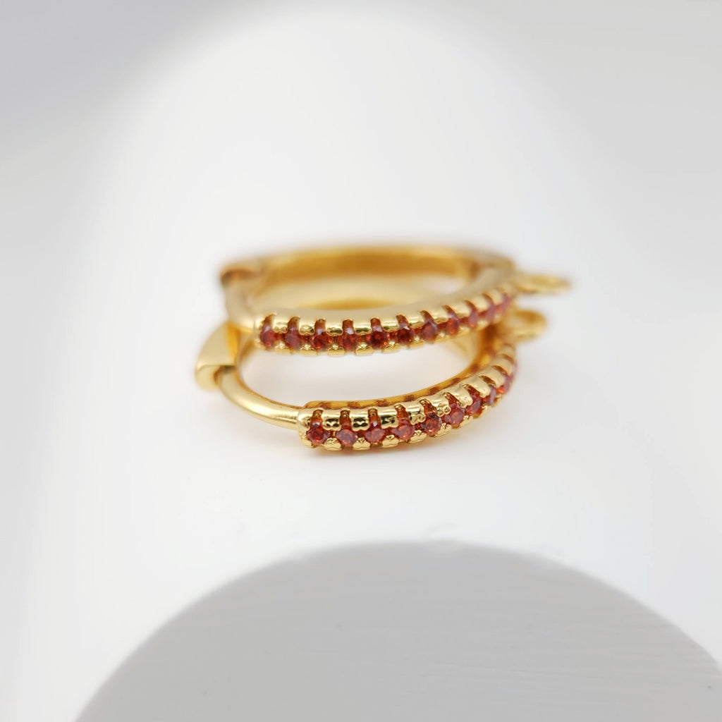 Crystal Cubic Ear Hoops, 15x13mm 18K Gold Plated Leverback Earrings, Huggie Hoops Earrings, earring findings for Jewelry Making S1138